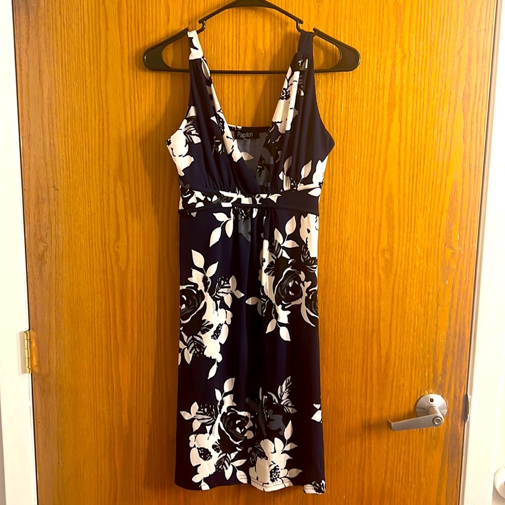 Blue and white floral dress